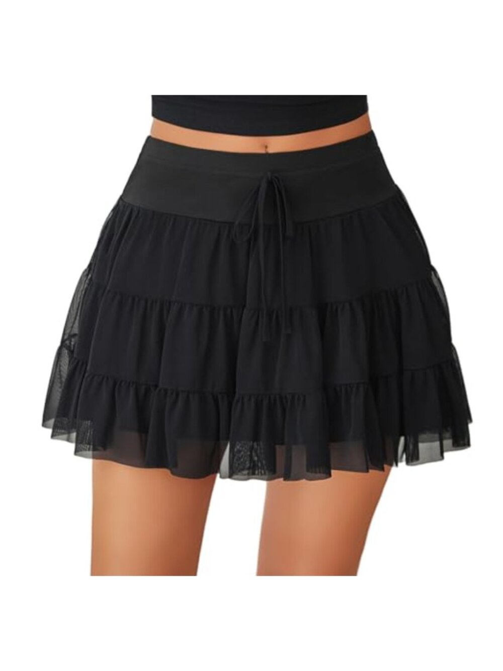 Mesh Ruffle Y2K Skirts Multi-Layer Flowy Lingerie Skirt